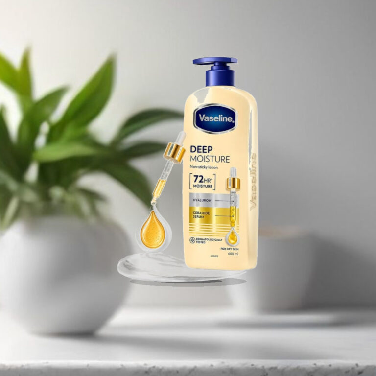 Vaseline Deep Moisture Body Lotion with Ceramide Hyaluron Fillers | 10X More Moisture for Cushion Soft Glowing Skin | For Dry - 1:1 Commercial Studio Staging